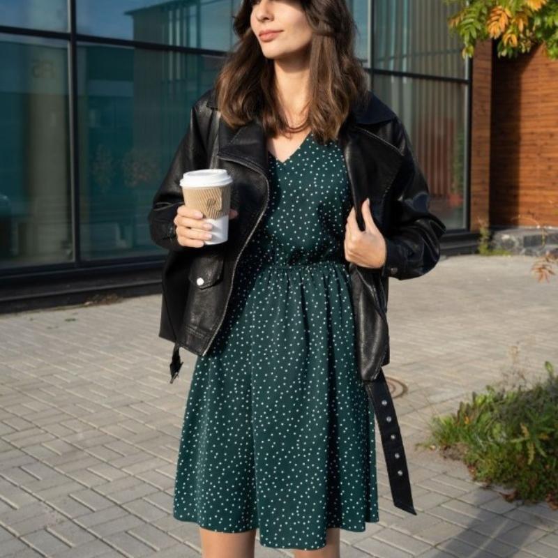 Fashion V-neck Long Sleeve Polka Dot Casual Dress for Women Summer New High Waist A Line Women's Dresses Vintage Slim Fit Sexy Party Short Dress 26268