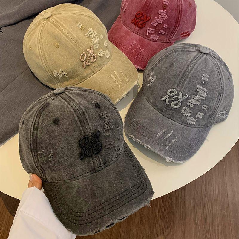 Vintage Distressed Baseball Cap for Women Spring Summer Washed Cotton Adjustable Snapback Hat Fashion Trendy Small Face