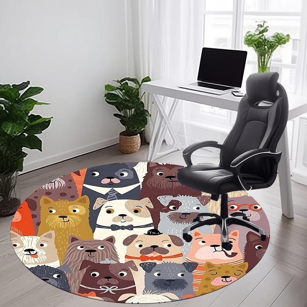 1pc Dogs Pets Office Round Area Rug, Indoor Mat Suitable ForOffice, Under Office Chairs Bedroom Living Room Home Decor, Room Deco, n45