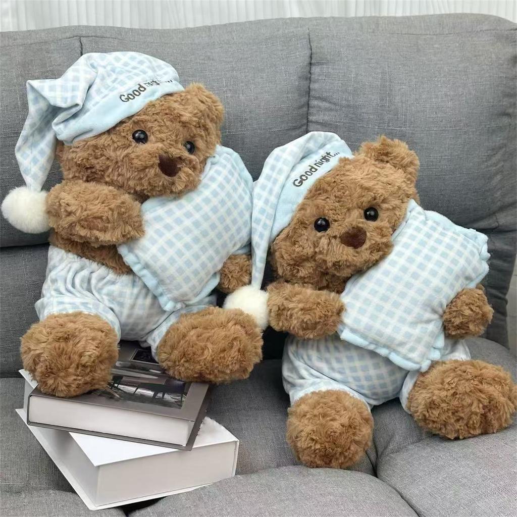 Cute Pillow Hugging Bear Plush Toy Doll Soothing Bear Doll Pajama Bear Sleeping Doll