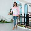 Women's Mock Neck  3/4 Sleeve Printed Top