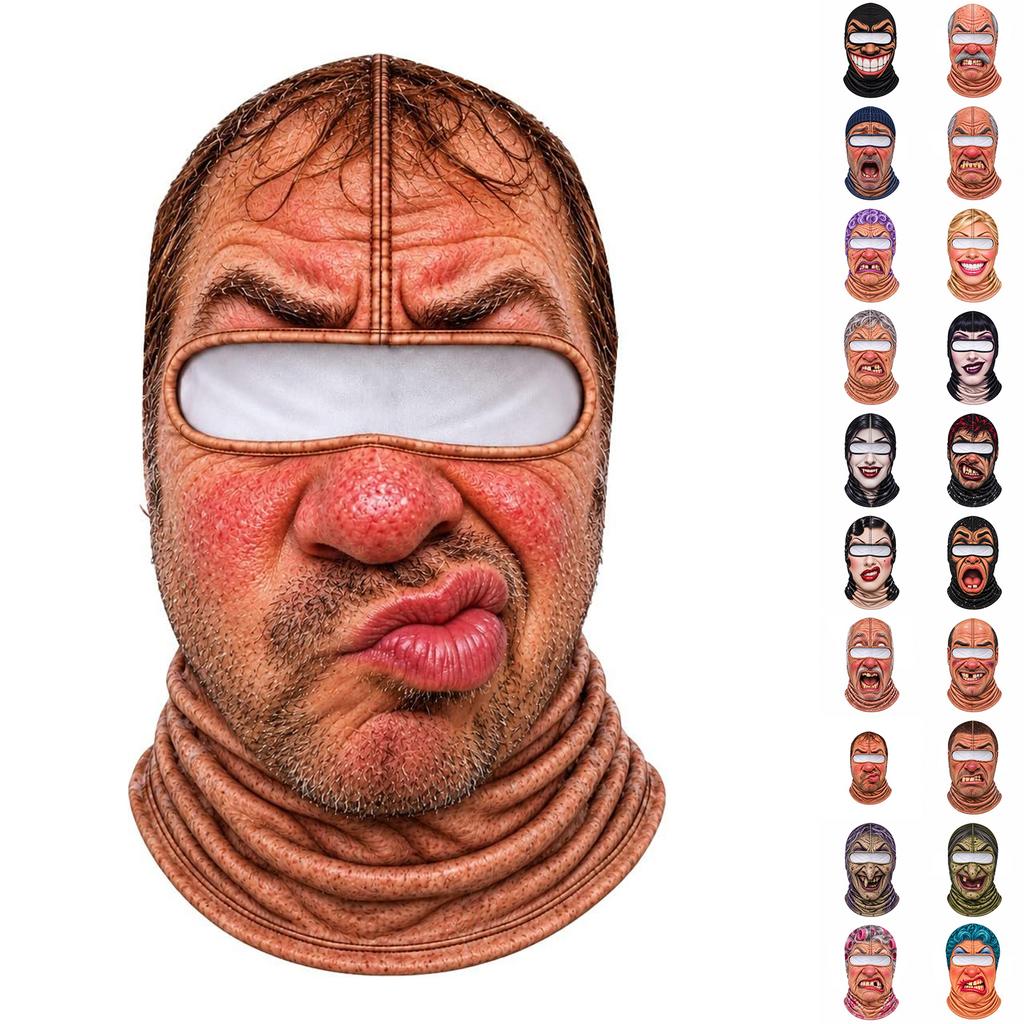 Gorro Bufanda de Esquí Divertido con Estampado 3D de Invierno para Hombres, para Deportes al Aire Libre