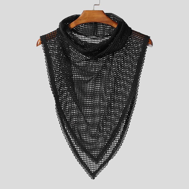 

INCERUN Summer Swing Collar Hollow Mesh Sheer Cropped Irregular Cape Tank Tops 2XL