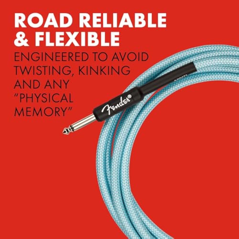 Fender Professional Series Tweed Instrument Cable, Straight/Straight, Daphne Blue, 18ft, 0990815204