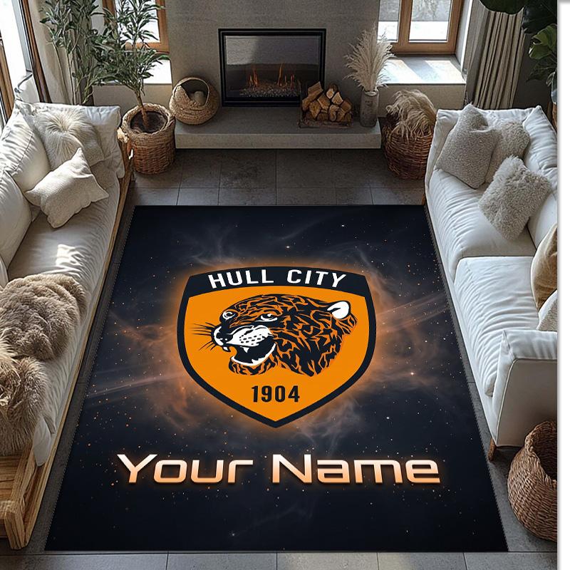 Hull City Printed Crystal Velvet Rug Non‑Slip Crystal Velvet Carpet For Sofa Bedroom Indoor Home Decoration