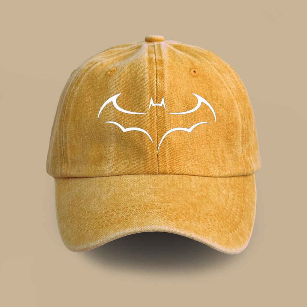 Retro washed soft top hat trendy bat pattern casual cap spring and summer outdoor versatile travel baseball cap