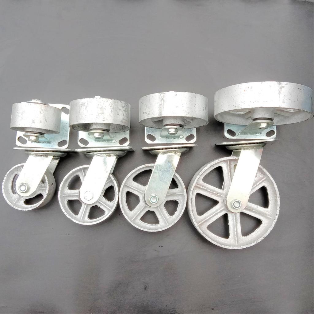 Heavy Duty Cast Iron Caster Wheel for Industrial Trolleys and Flat Cars.