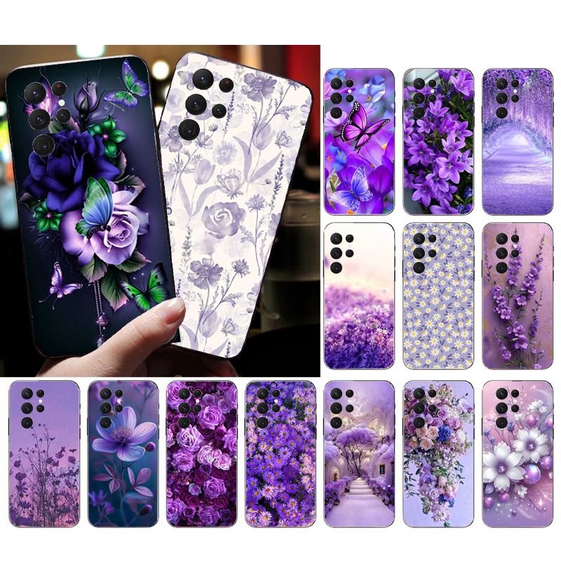 Purple Flower Phone Case For Samsung A35 A55 A54 A15 A25 A05s A05 A22 A24 A52 A33 A34 M34 M14 M54 M23
