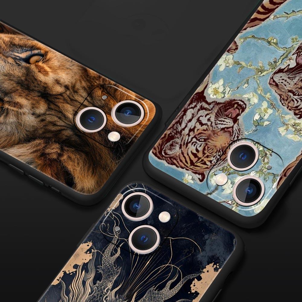 Cool Animal Tiger Lion Phone Case For iPhone 17 16E 15 16 14 13 12 11 Pro Max 7 8 Plus Soft TPU Back Cover