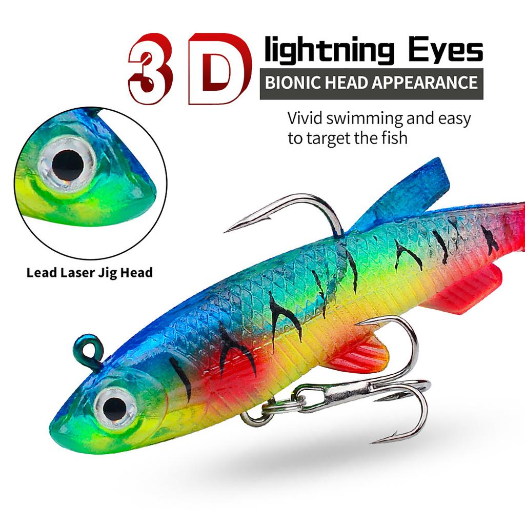 5Pcs Bass Trout Soft Fishing Lures for Freshwater & Saltwater Soft Silicone Squid Fishing Lures Fishing Jig Head Hooks