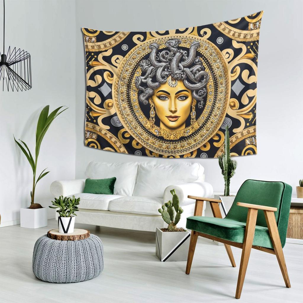 Ancient Greece Medusa Gorgon Vintage Style Tapestry Decoration Art Aesthetic Tapestries for Bedroom Home Wall Cloth Wall Hanging