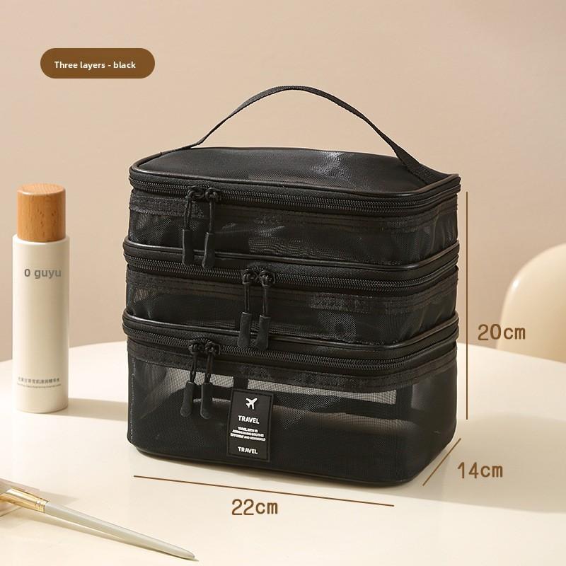 Multifunctional Nylon Travel Makeup Bag With Large Capacity And Mesh Clear Visibility For Home And Trips