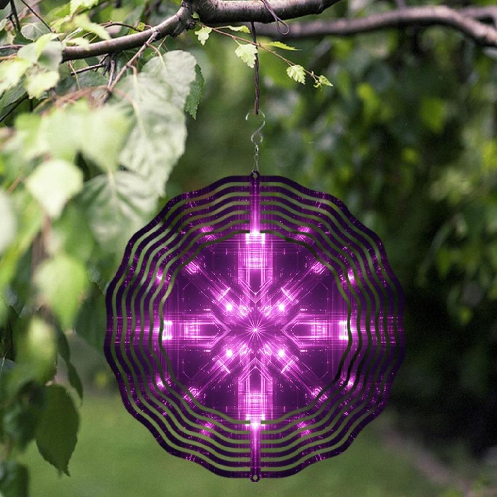 Vibrant Purple Light Metal Wind Spinner for Garden Patio Decor 360 Rotating Hook No Electricity Needed All Seasons Gift Modern Ornament