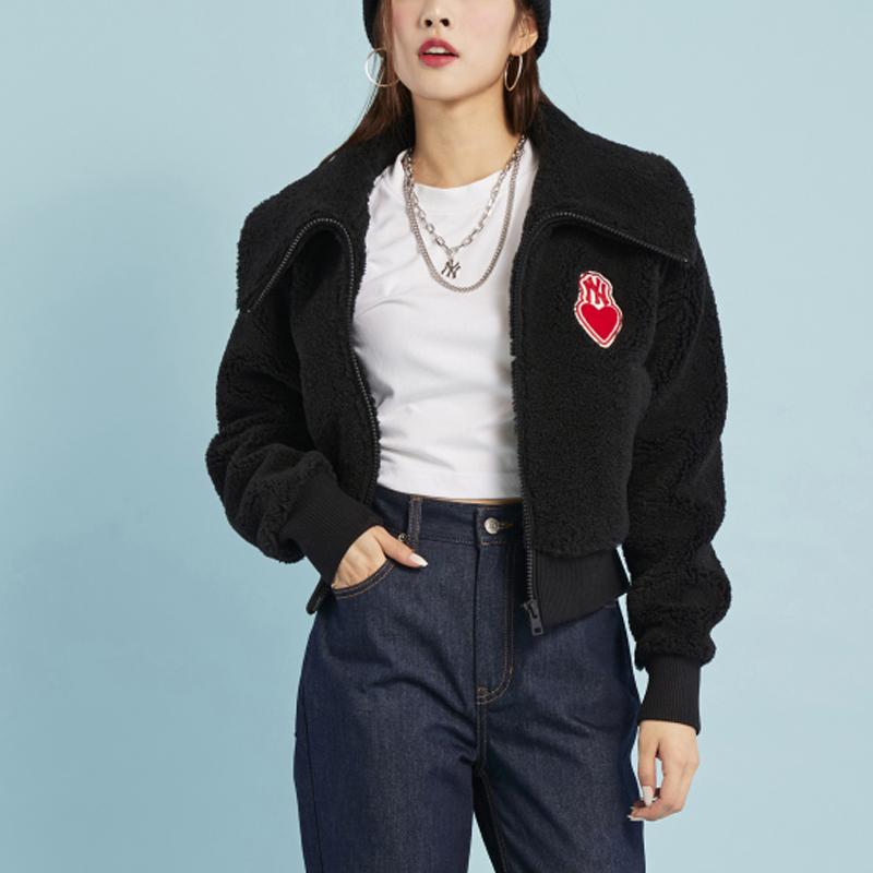 New MLB New York Yankees Cropped Coats Women's Black 3FFDH0126-50BKS