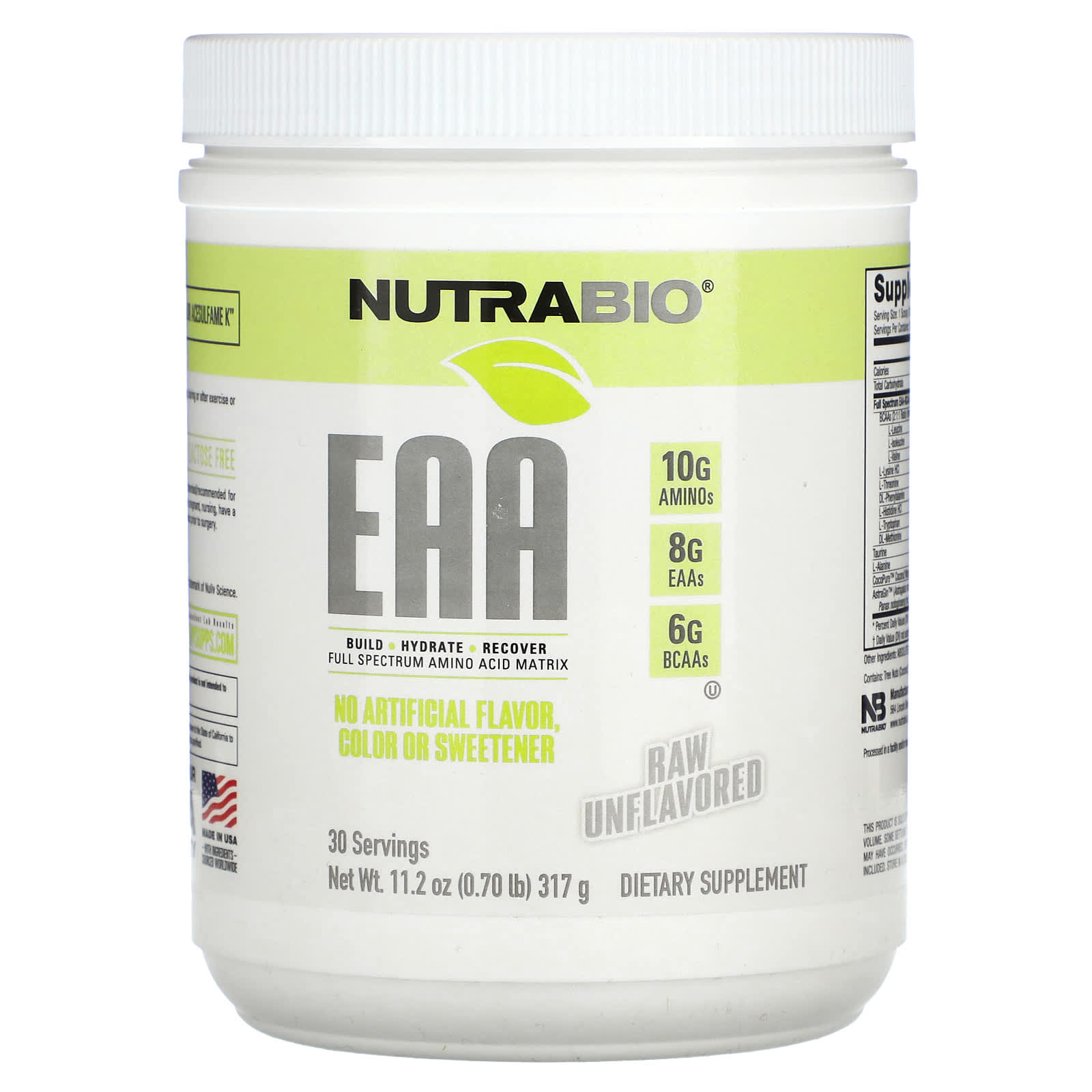 

NutraBio, EAA, unflavored, 0.70 lb (317 g)