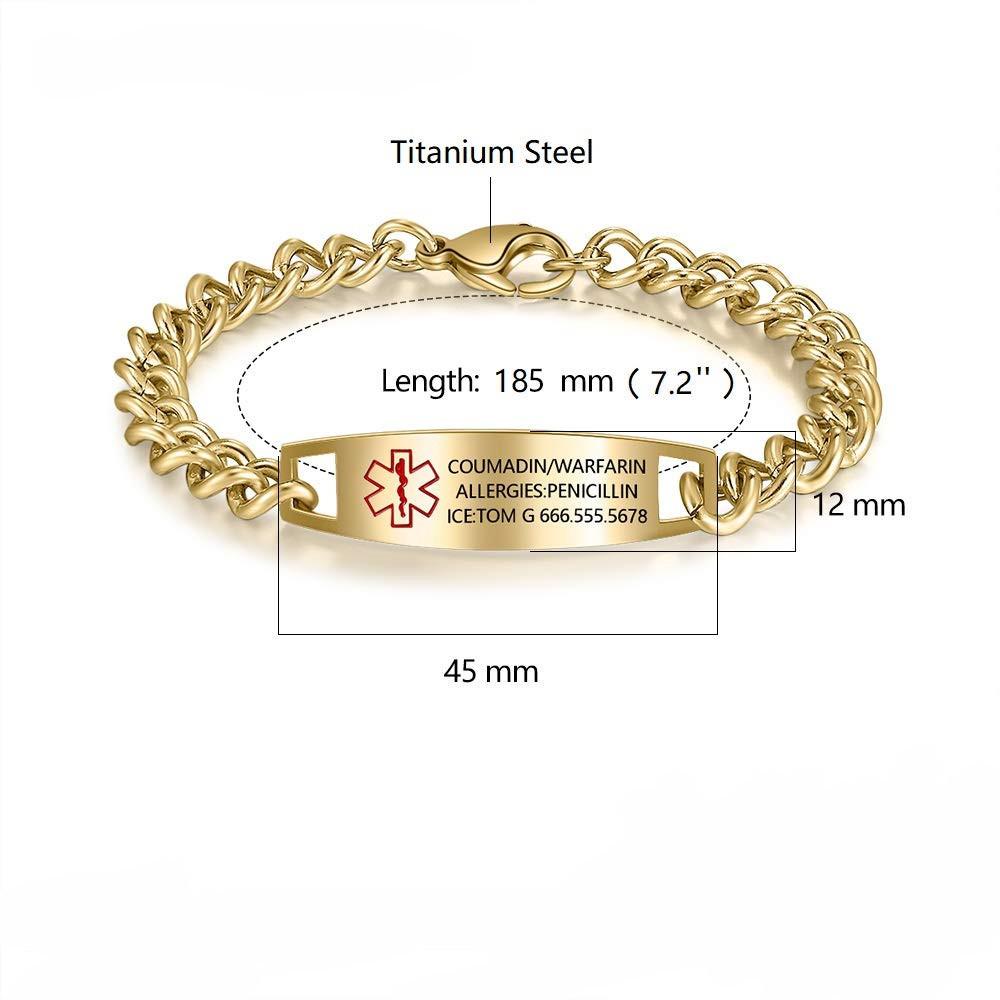 Titanium Steel Emergency Alarm Bracelet for Men and Women, Chain Made of Stainless Steel, Wristband