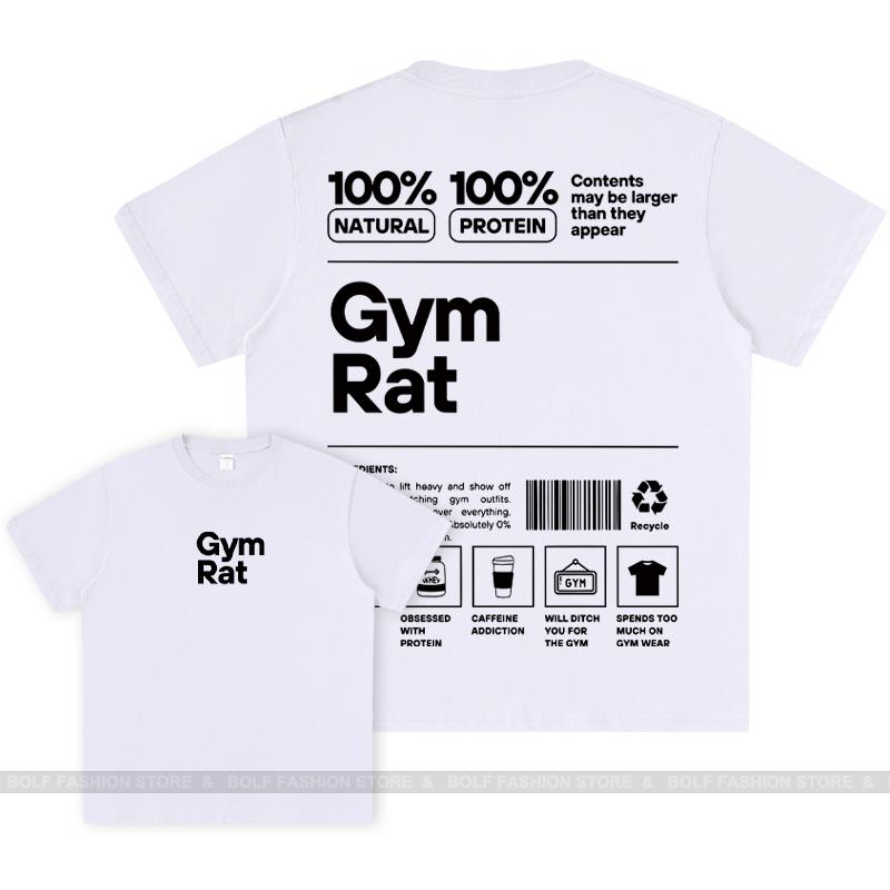 GYM Graphic 100% Cotton Oversized Big Pattern Double-sided Classic Short Sleeve T-Shirt for Men Women Sportswear Tops Tees