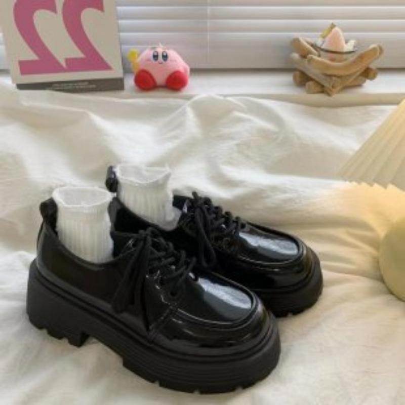 

Мягкие кожаные туфли на платформе женские, с завязками на шнуровке, увеличивающие рост, маленькие кожаные туфли в британском стиле для колледжа, женские туфли-одиночки 37