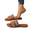 Large size buckle flat bottom one-word shoes women's open-toed retro wind beach cool slippers