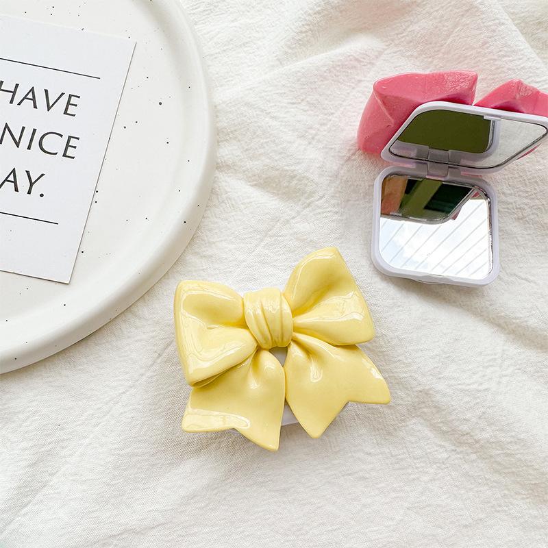 Solid Color Three-Dimensional Bow Wind Mobile Phone Case Mirror Sticker Desktop Airbag Bracket Back Sticker Retractable Small Fresh