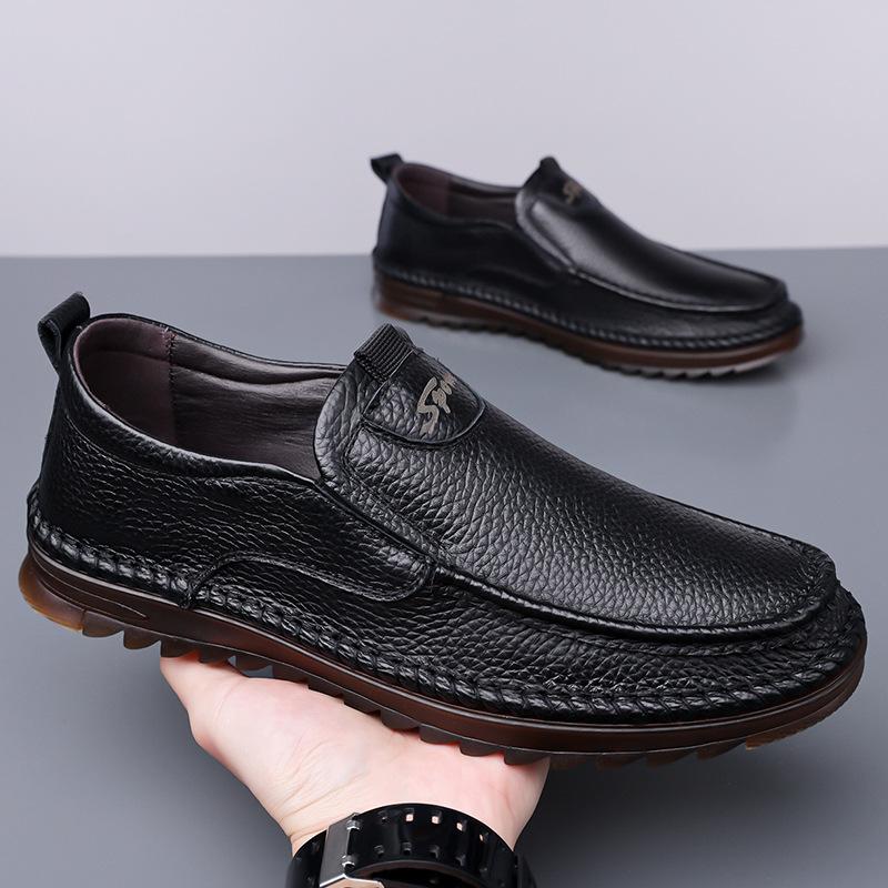 New Shoes for Men Leather Casual Shoes Spring Concise Flat Skateboard Shoes Comfortable Slip-on Loafers