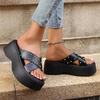 Chunky Platform Rivet Punk Shoes Woman Summer 2025 Black Pu Leather Wedges Sandals Women Non Slip Thick Sole Sandalias Mujer