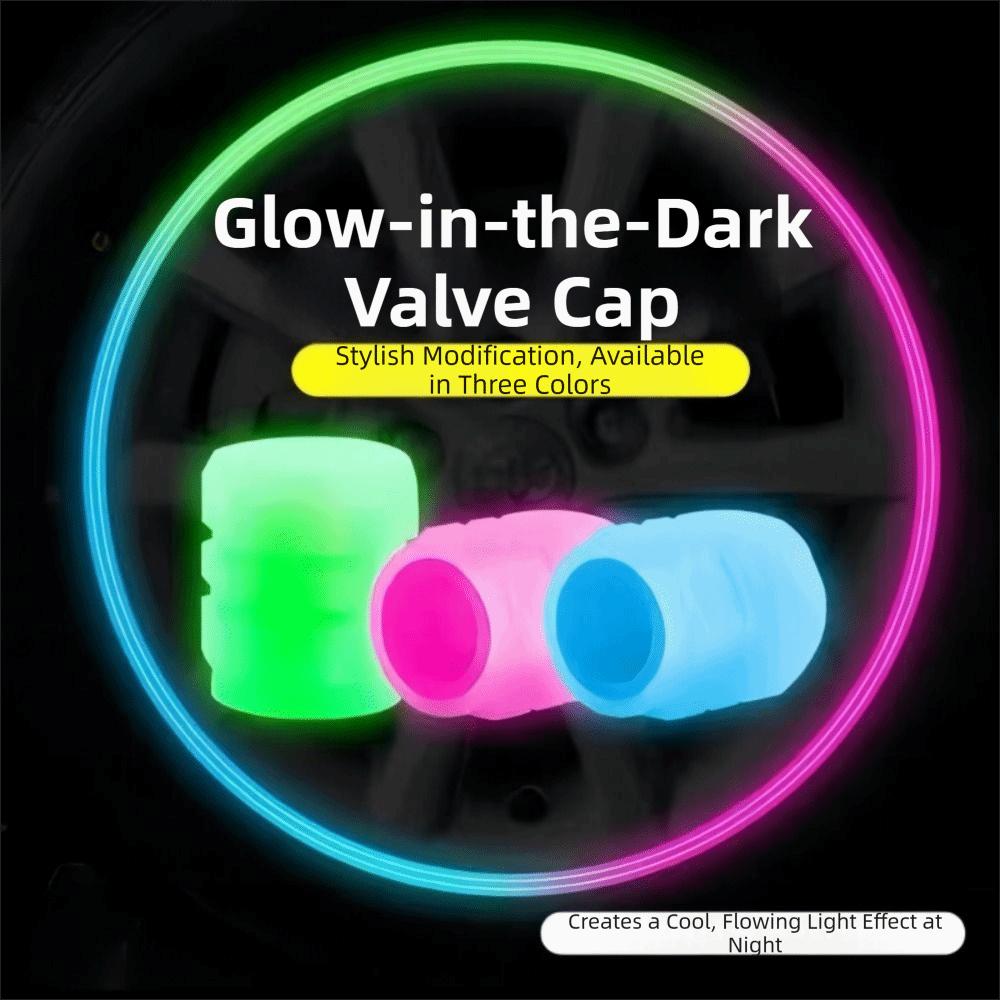 8Pcs Self-luminous Luminous Fluorescent Valve Caps Night Glowing Tyre Valve Stem Cover  Car Wheel