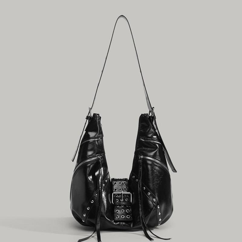 Croissants, Spicy Girl Style Motorcycle Bag, Niche, Laid-back, Simple and Fashionable Single-shoulder Dumpling Bag