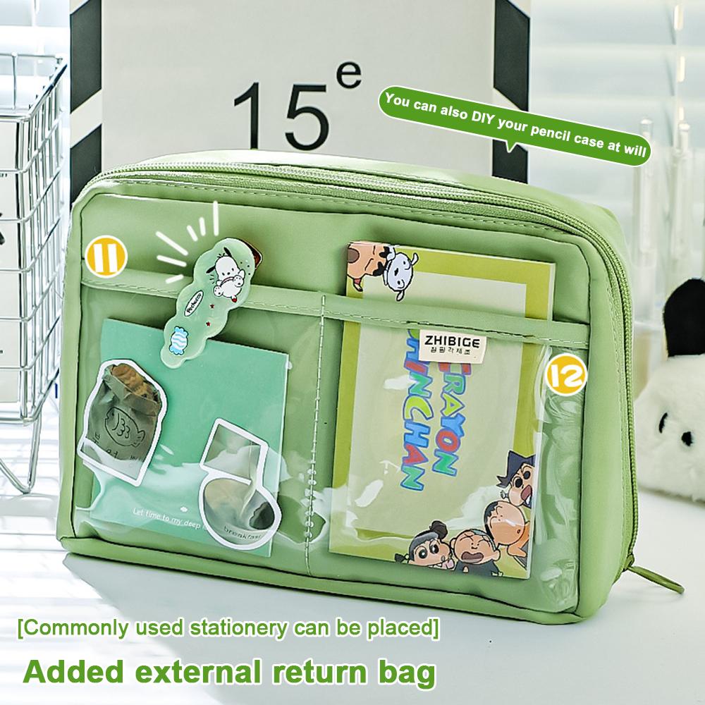 Large Capacity Pencil Case Panda Aesthetic Canvas Cute Pen Bag Multi-Function Portable Storage Students High Beauty Makeup Bag