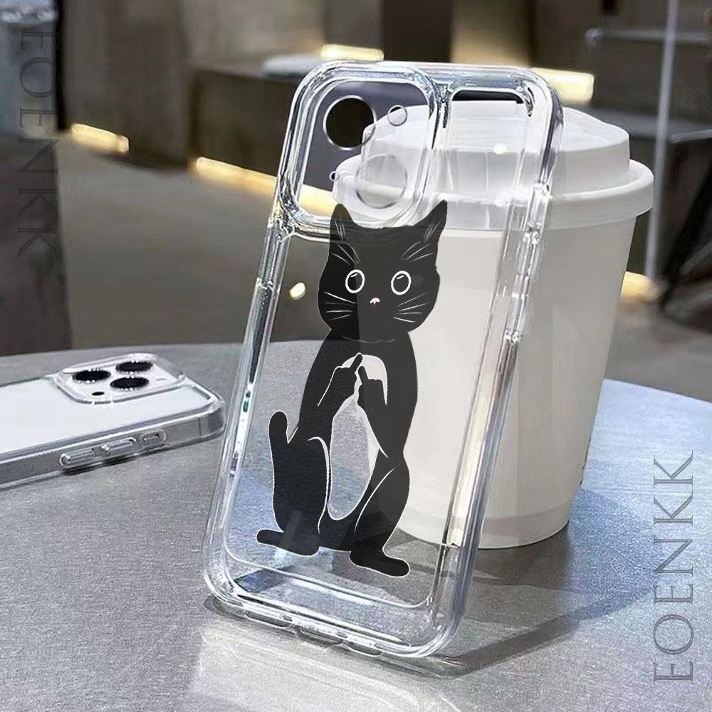 Black Cat Transparent Phone Case for Xiaomi Redmi Note 13/12/11/10/9/8 Pro/Plus Redmi 9/10/12/13/C Series 5G Stylish TPU Cover