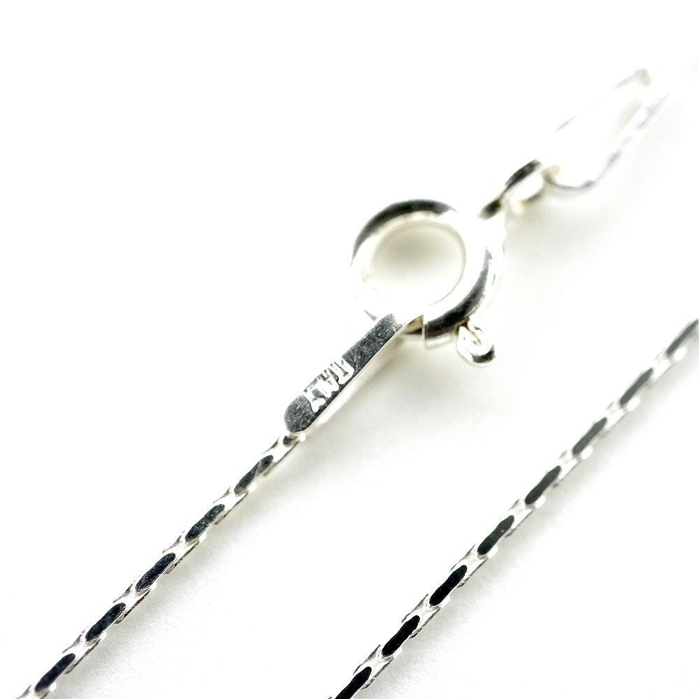 Silver One Italian-Made Silver 925 Swedge Azuki Beading Chain Ultra-Thin Necklace for Men [0.6mm Width, 50cm Length] Square