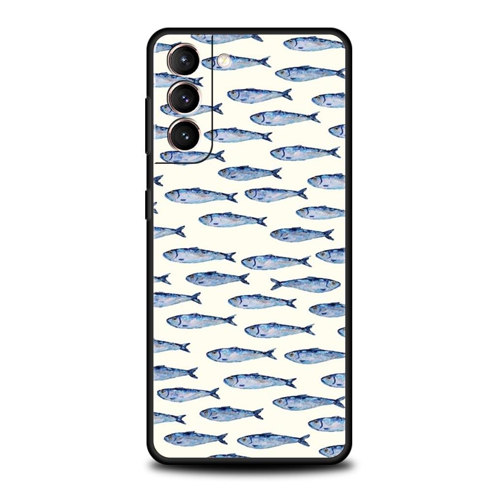 

Чехол для телефона Samsung Galaxy S25 Edge S24 S23 S22 S21 Ultra S20 FE 5G S10 S10E S9 Plus Мягкая крышка из ТПУ Сардины водный продукт Galaxy S24 Ultra