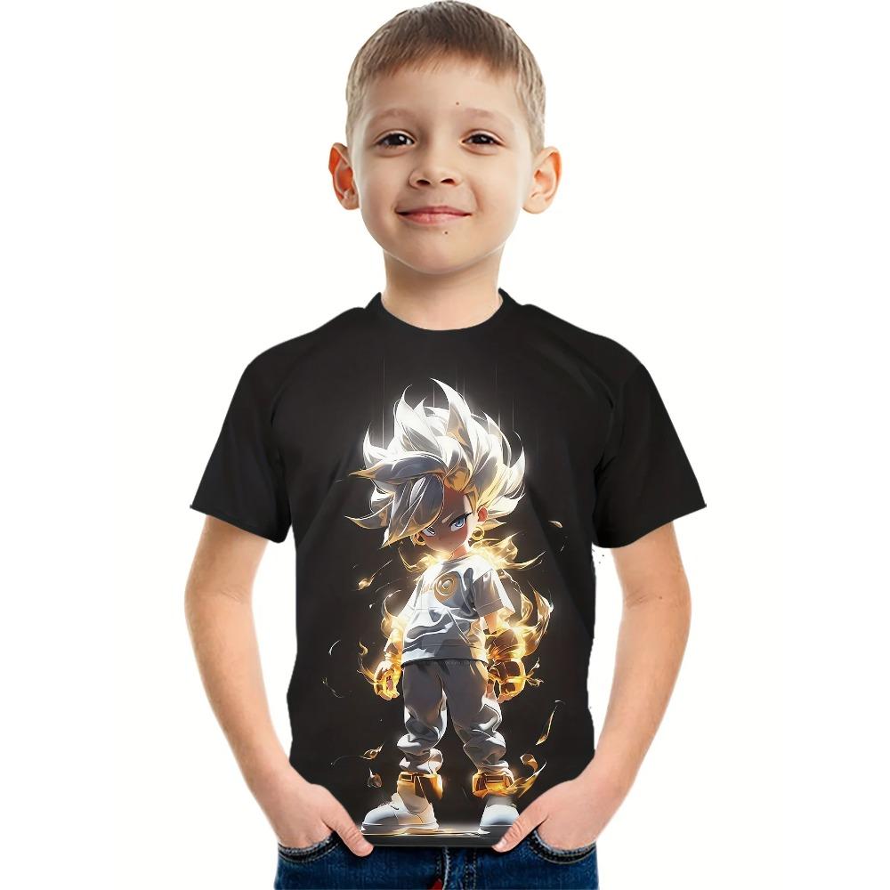 Children's Short Sleeve T-Shirts Creative Funny 3D Print Kids Summer Casual Comfortable Soft Breathable Round Neck Boys Girls T-Shirts