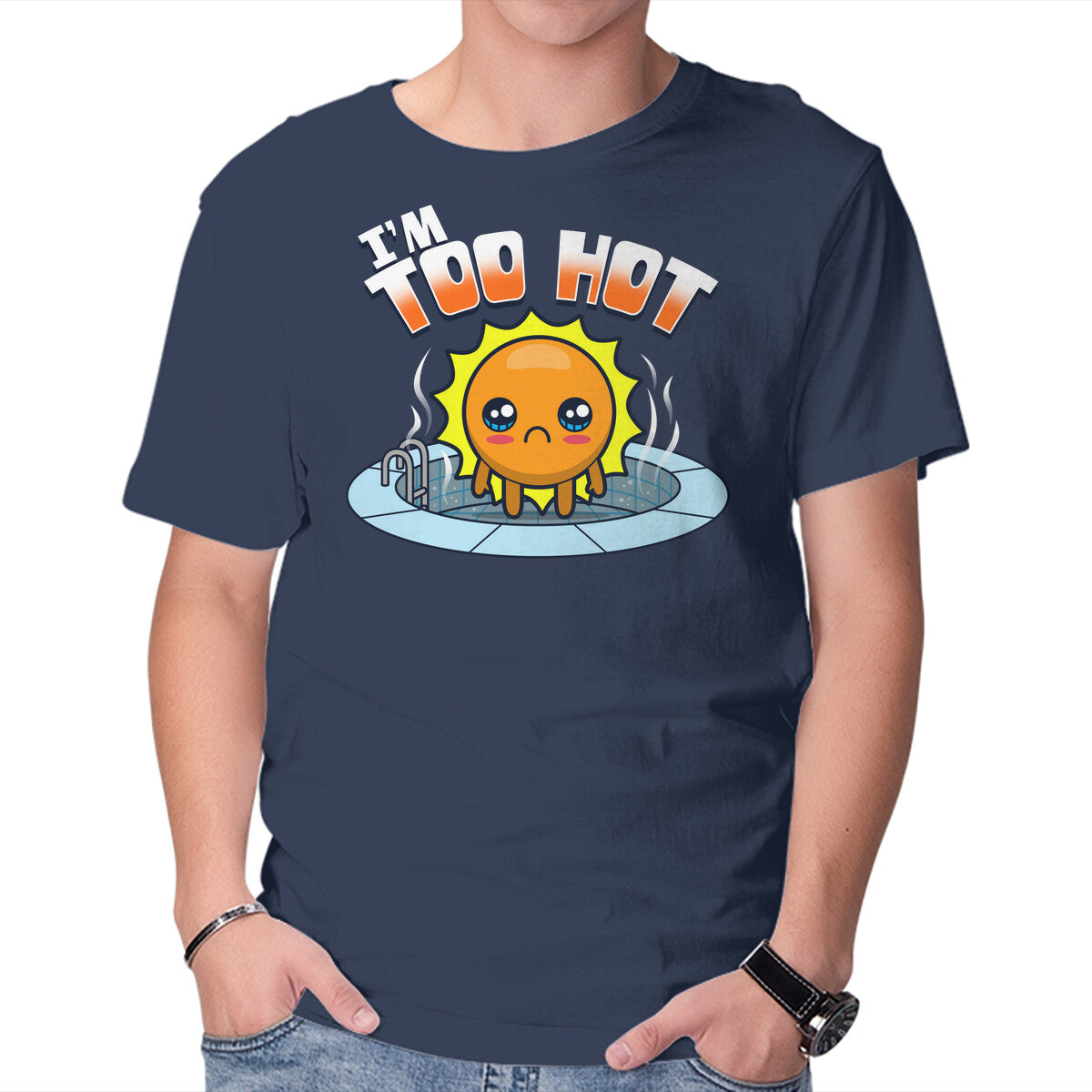 Unisex Crew Neck T-Shirt I m Too Hot Graphic Short Sleeve Casual Tee M