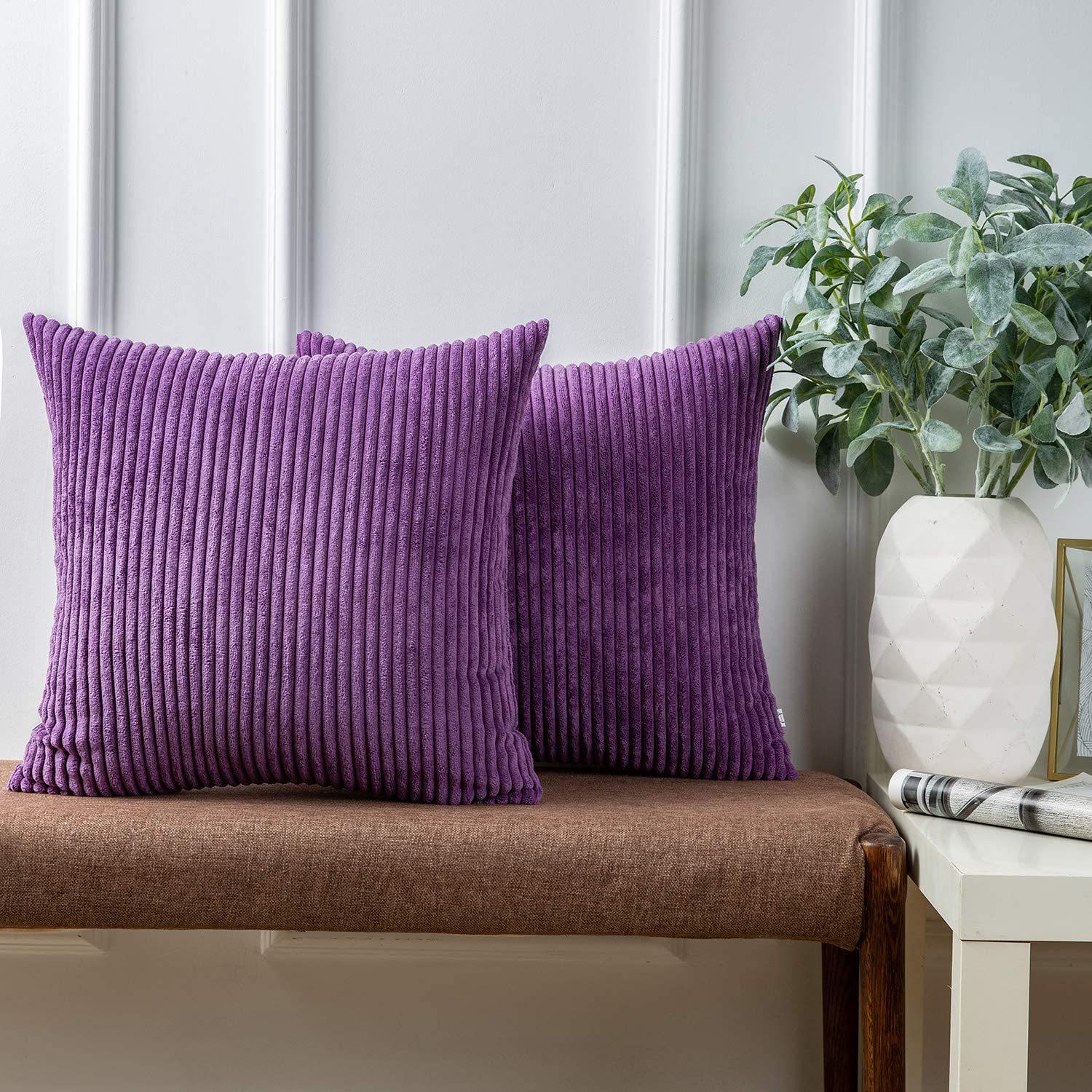 

Чехол для подушки Nordic Solid Color Cordour в полоску 60*60 no insert темно-фиолетового