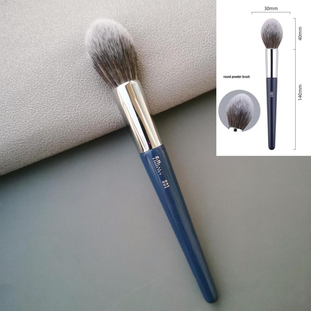 Fillim S Series: Blue Handle 851 Powder Brush, 881 Flame Blush Brush, Angled Nose Shadow Blending Brush.
