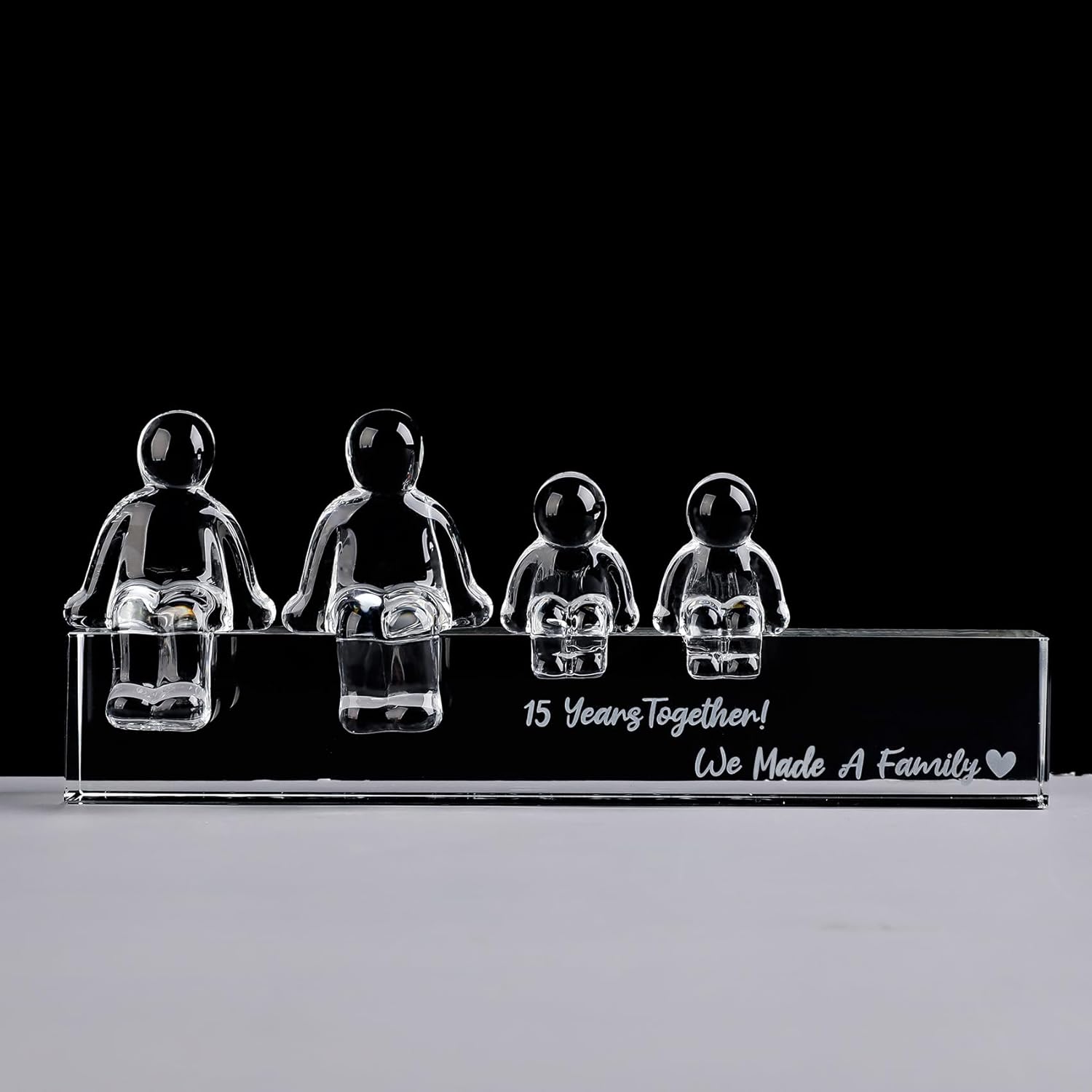 

Хрустальные подарки на 15-ю годовщину свадьбы для женщин, для нее, 15 лет для него, мужа - 15 лет вместе мы создали семью, стеклянное украшение (2 Детей) 1 Child