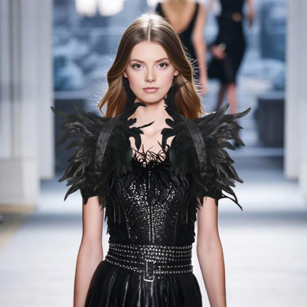 Gothic Style Feather Fake Collar Natural Feather Cape Party Holiday Dress Up Cosplay Costumes
