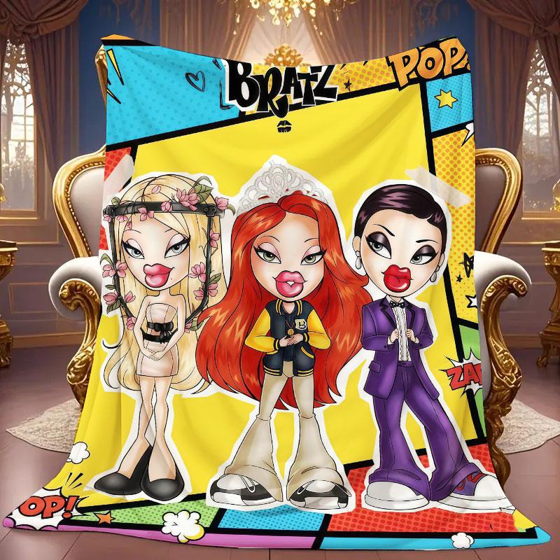 1Pc BRATZ Print Flannel Blanket, High Quality Comfortable for All Seasons, Warmth and Comfort, Perfect for Christmas Gifts