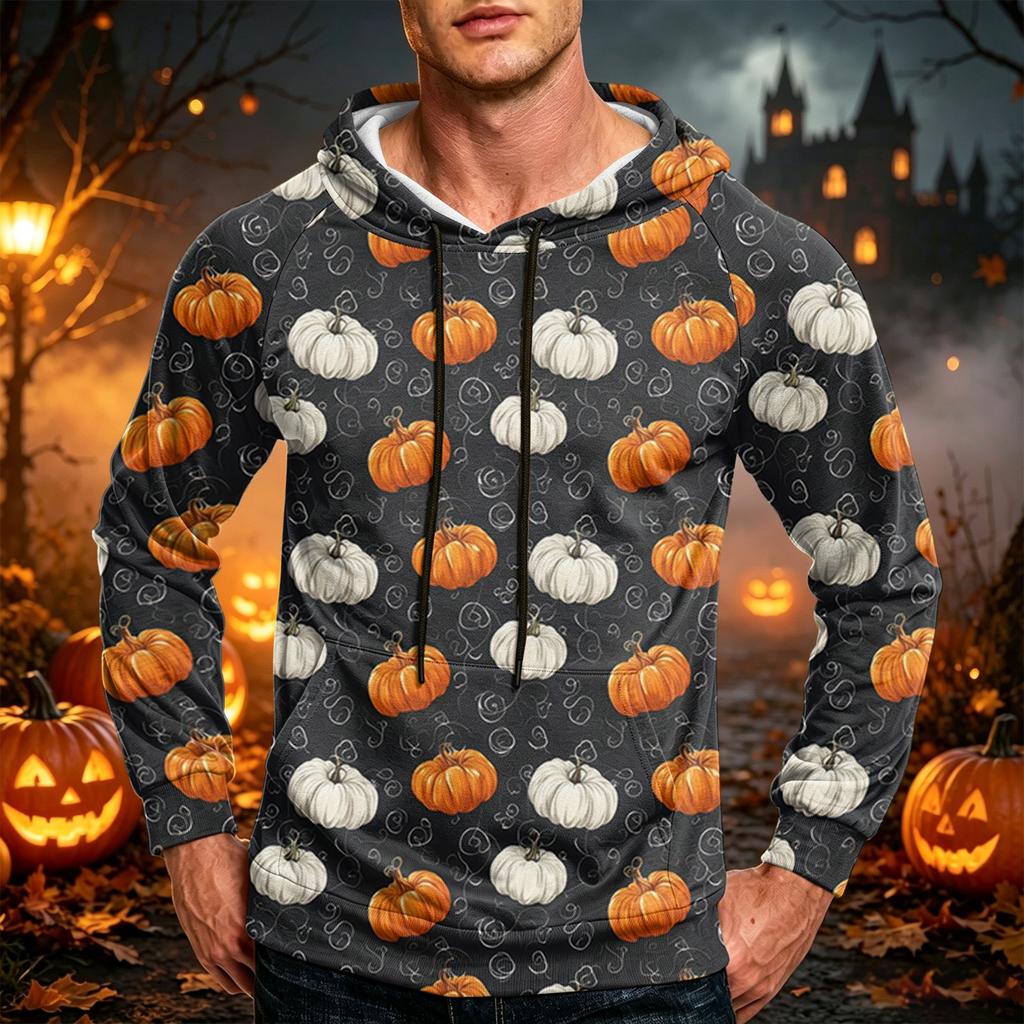 Men's Loose Fit Graphic Pullover Hoodie with Pocket and Drawstring Casual Sweatshirt