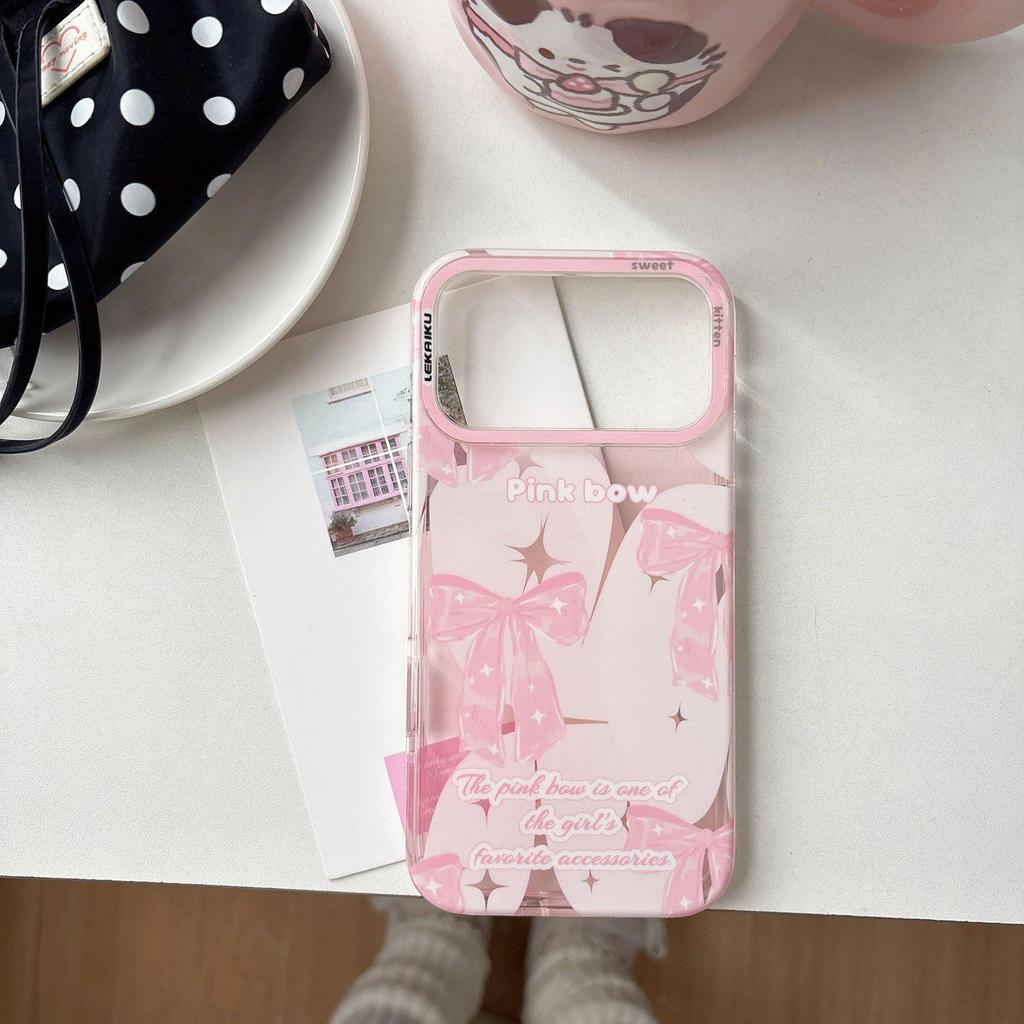Trendige Marke IMD Seitenprofil Serie Love Pink Schleife Hülle für iP17 Pro Max - Sturzsicher