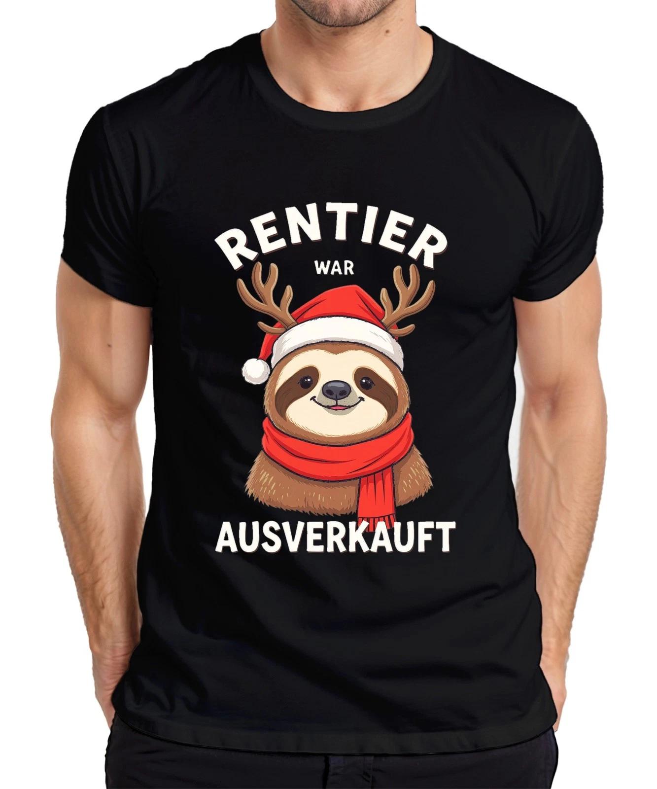 Rentier war ausverkauft Faultier mit Geweih Weihnachtshut Herren T-Shirt XXXL