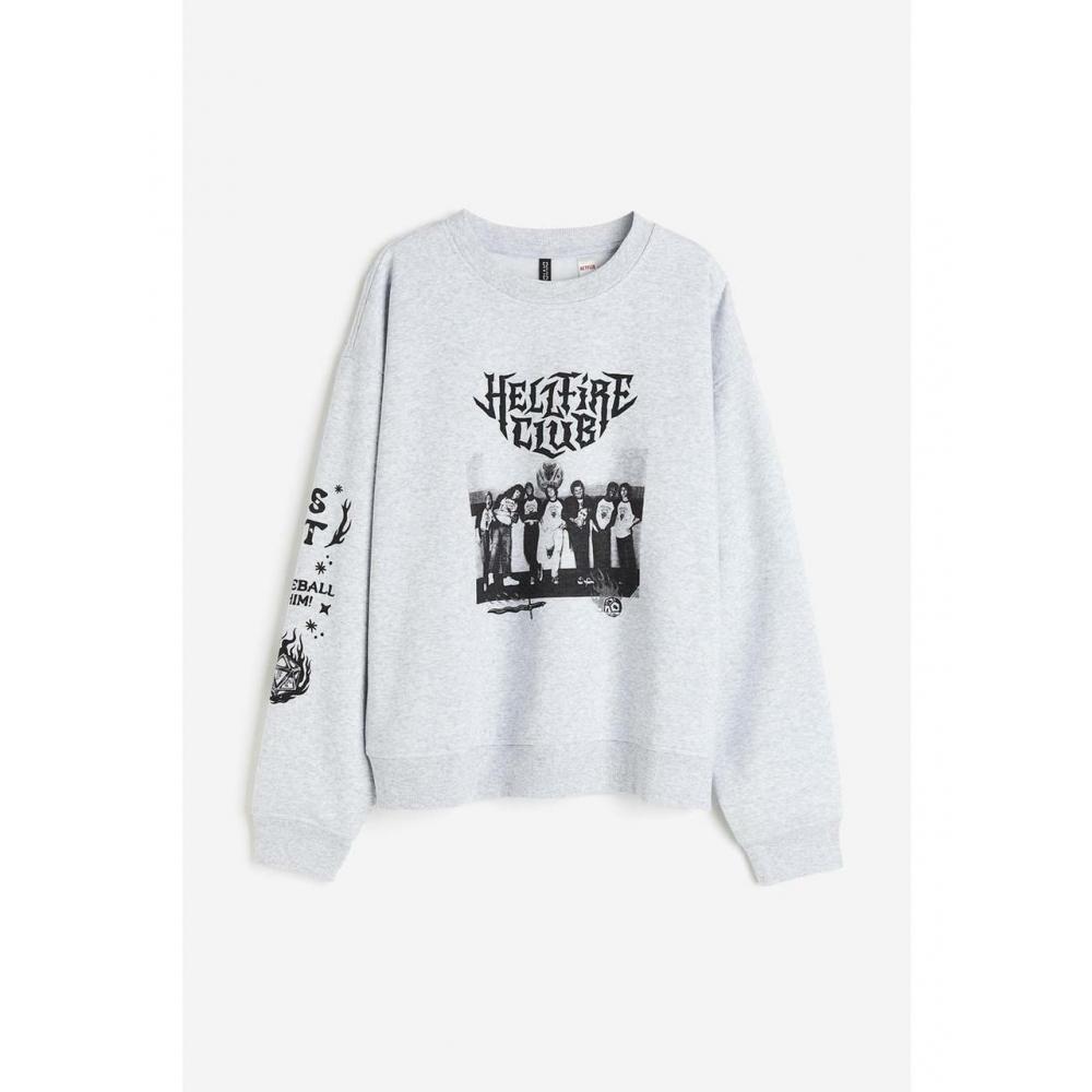 

Толстовка с принтом HM серая меланжевая Stranger Things 1172984015