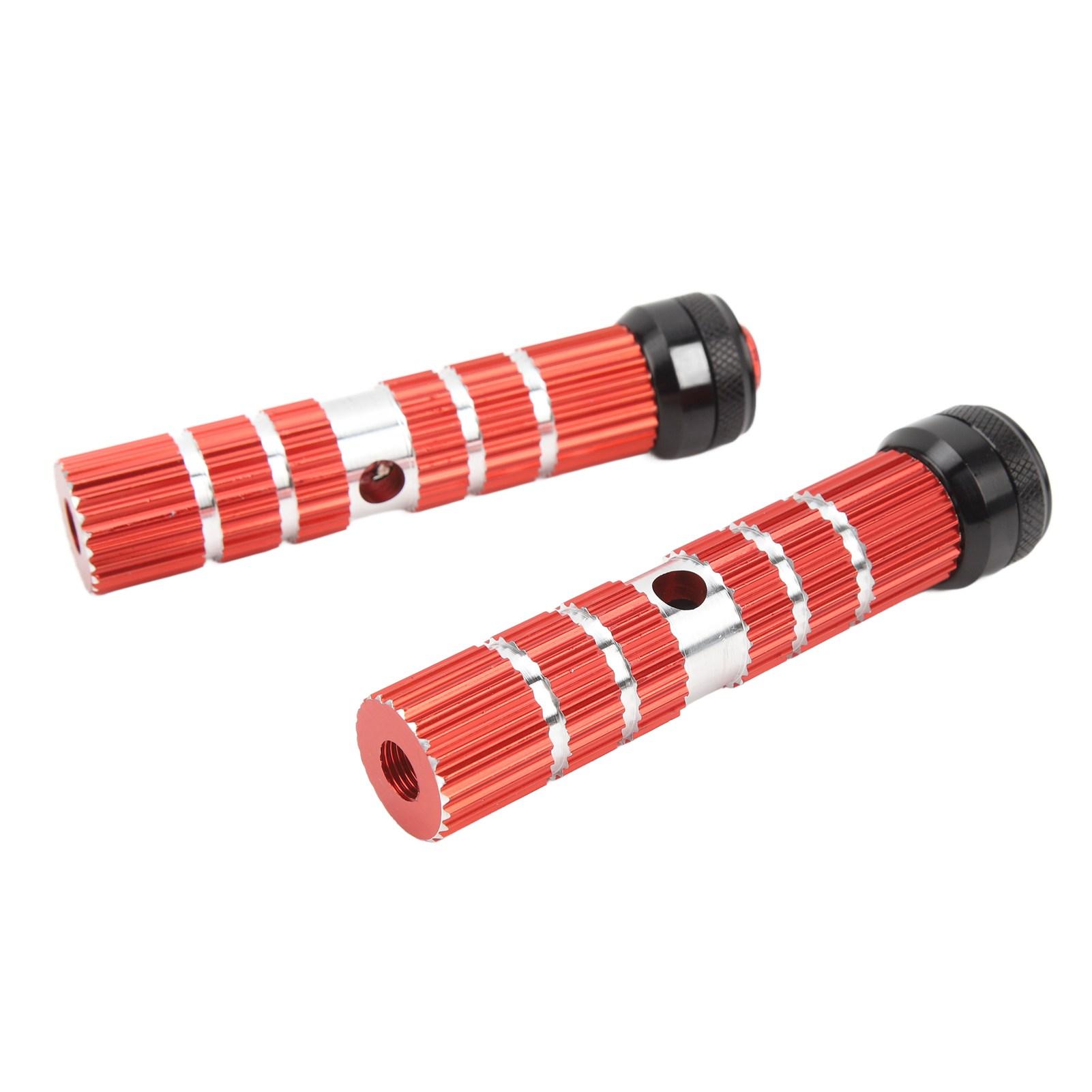 2 Pcs 11.7cm Red Bike Rear Foot Pegs Aluminum Alloy Rear Set Footrests Pedals Footpeg with Night Warning Lights