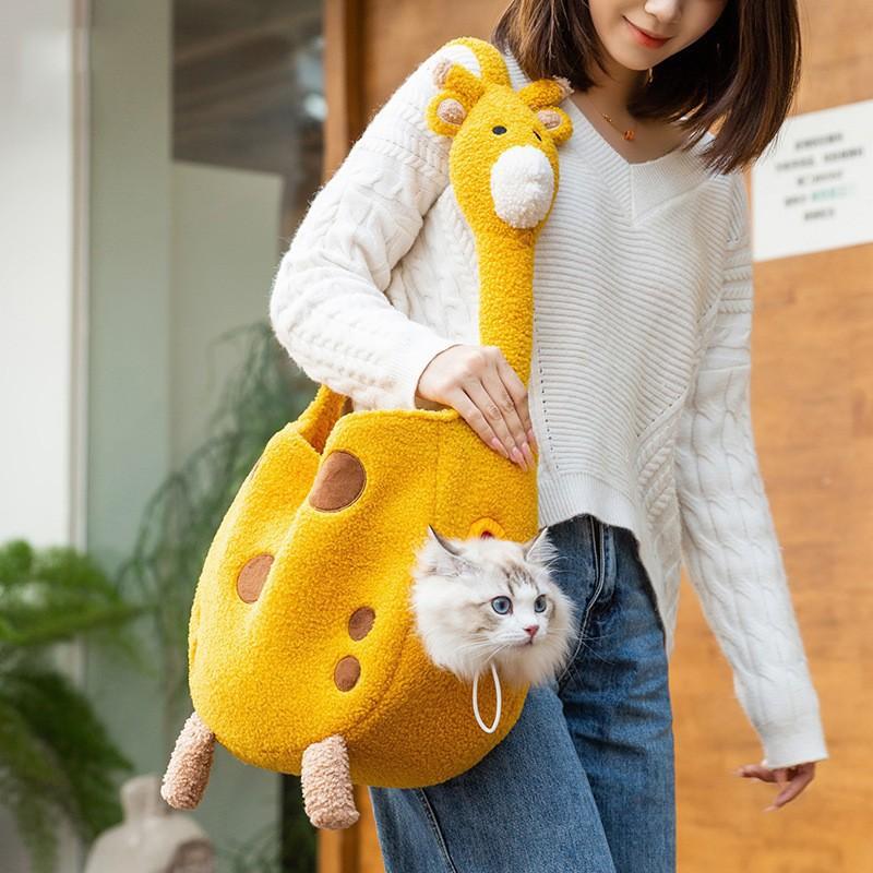 Autumn and Winter Cat Funny Burger Fries Out Bag Warm Cat Bag Dog Pet Backpack Messenger Bag Shoulder Bag