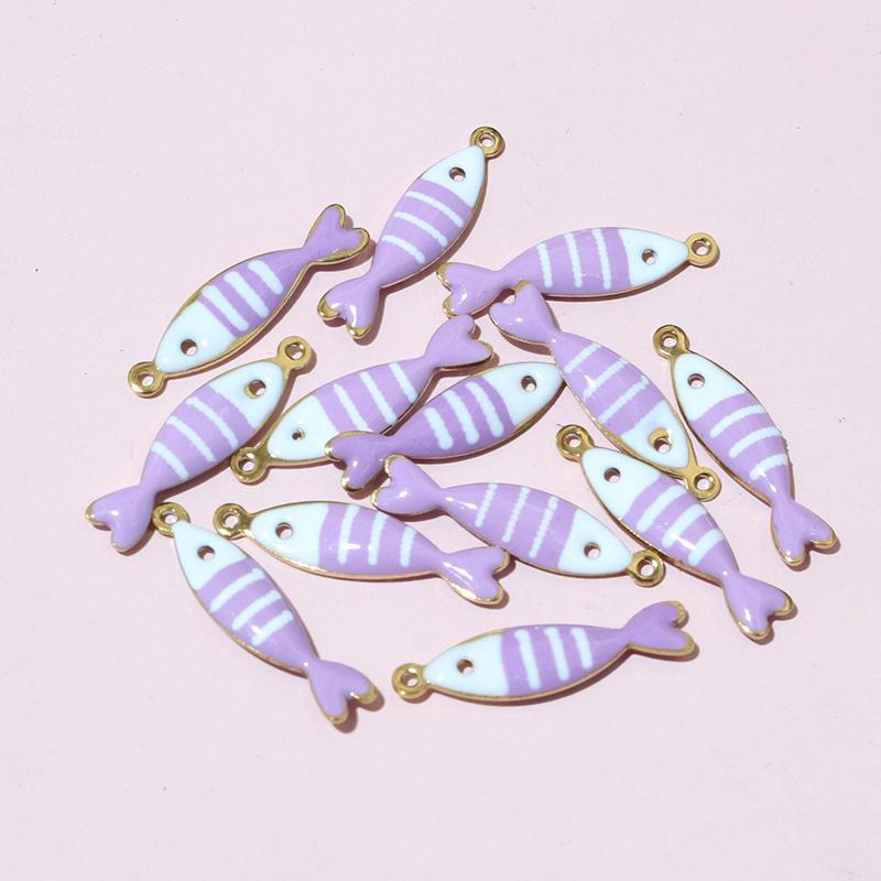 20pcs 18x5mm Stainless Steel Fish Enamel Charms Pendant Stainless Steel DIY Jewelry Making Accessories Findings 