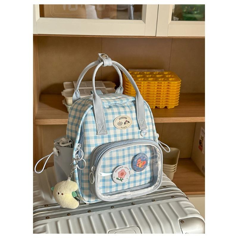The New Schoolbag Is High-value, Fresh and Sweet Plaid, Lazy and Transparent, and a Girl's Mini Backpack.