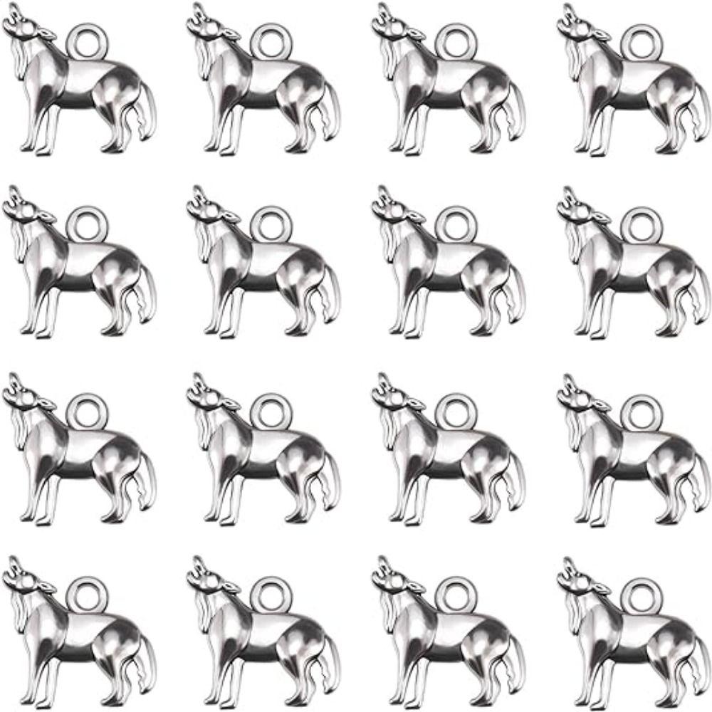 Zinc Alloy Alloy Animal Charms Silver Howling Wolf Pendant  Handmade Crafts Lovers
