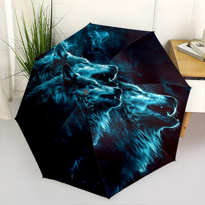 

Wolf Pack Theme 8 Bone Hand Automatic Folding Fashion umbrella, Compact and Portable Design, A Perfect Gift for Birthday, Christmas or Busin