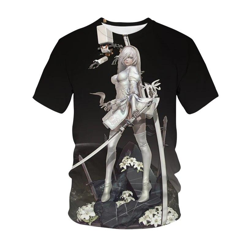 Nier Automata 3D T-shirt stampata Anime Gioco Sexy Ragazza carina 2B Streetwear Uomo Donna Moda Harajuku Magliette Top
